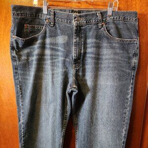 Men's 42x32 Lee Regular Fit 5 Pocket Demin Blue Jeans - Tiger Stripes